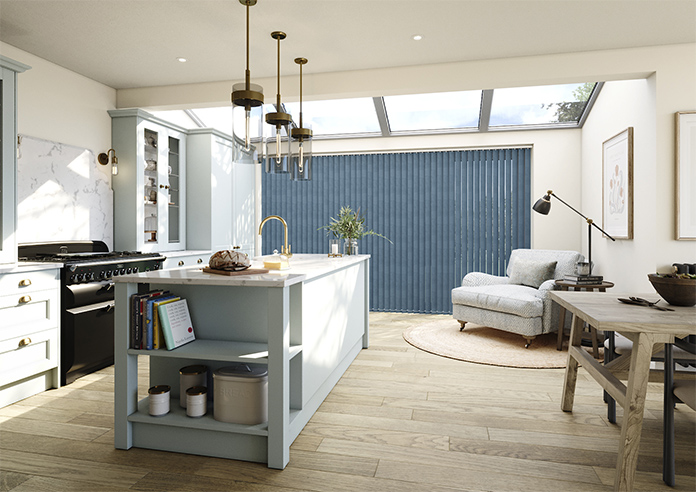 Flori Faux Suede (Blackout), Blue Jean - Vertical Blind - Image 6